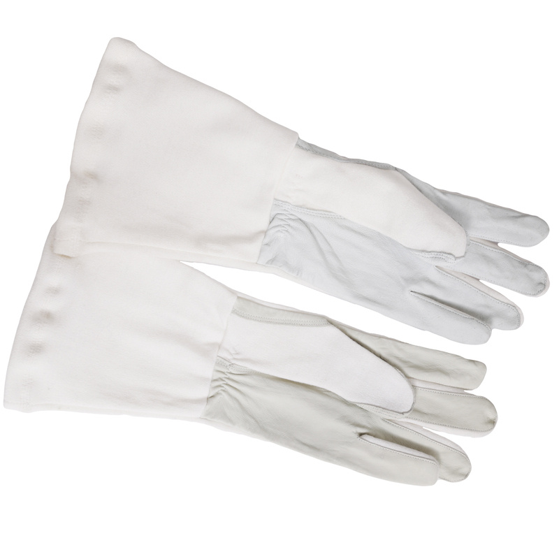 Рукавички бджоляра шкіряні з нарукавниками, сірі