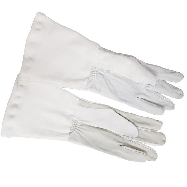 Рукавички бджоляра шкіряні з нарукавниками, сірі  зображення